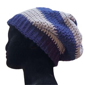 Hat Ravenclaw Hogwarts Blue and Gray Stripes Beanie Slouchy Baggy Winter Warm